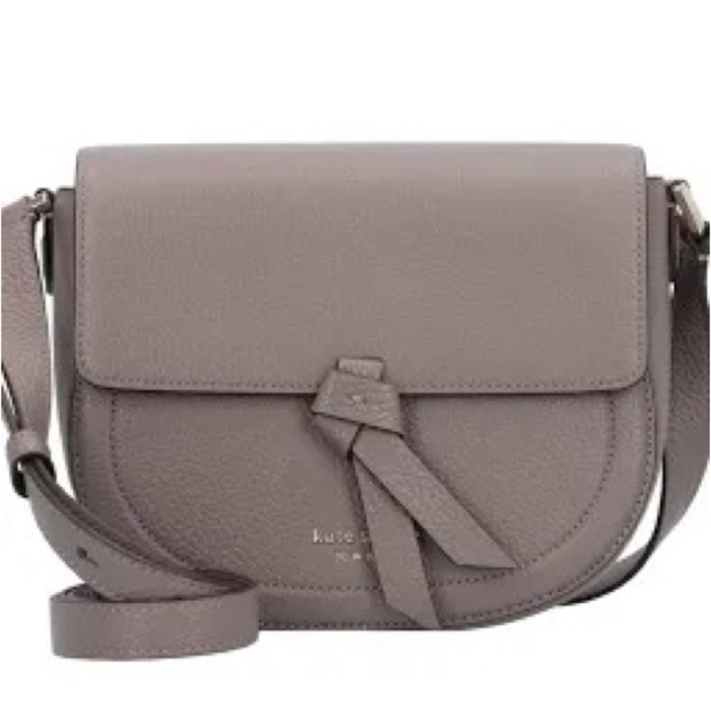 Kate Spade Knott Medium Saddle Bag in Mineral Gray.